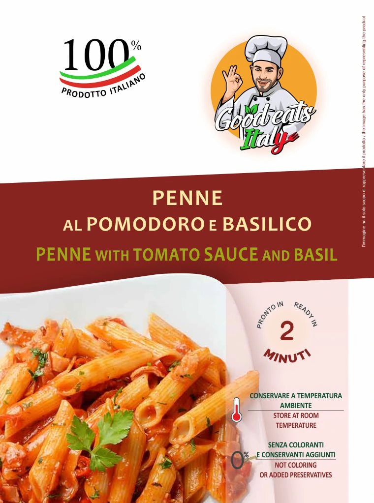 Penne with Tomato Sauce and Basil - Goodeatitaly