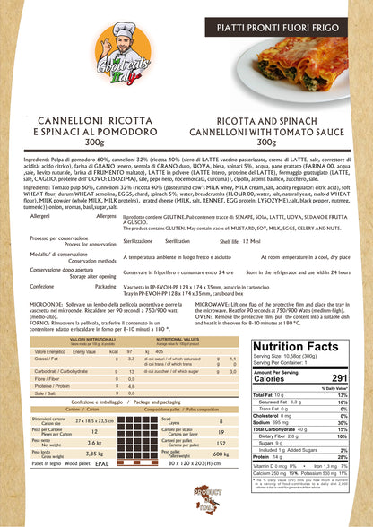 Cannelloni di ricotta e spinaci al sugo di pomodoro