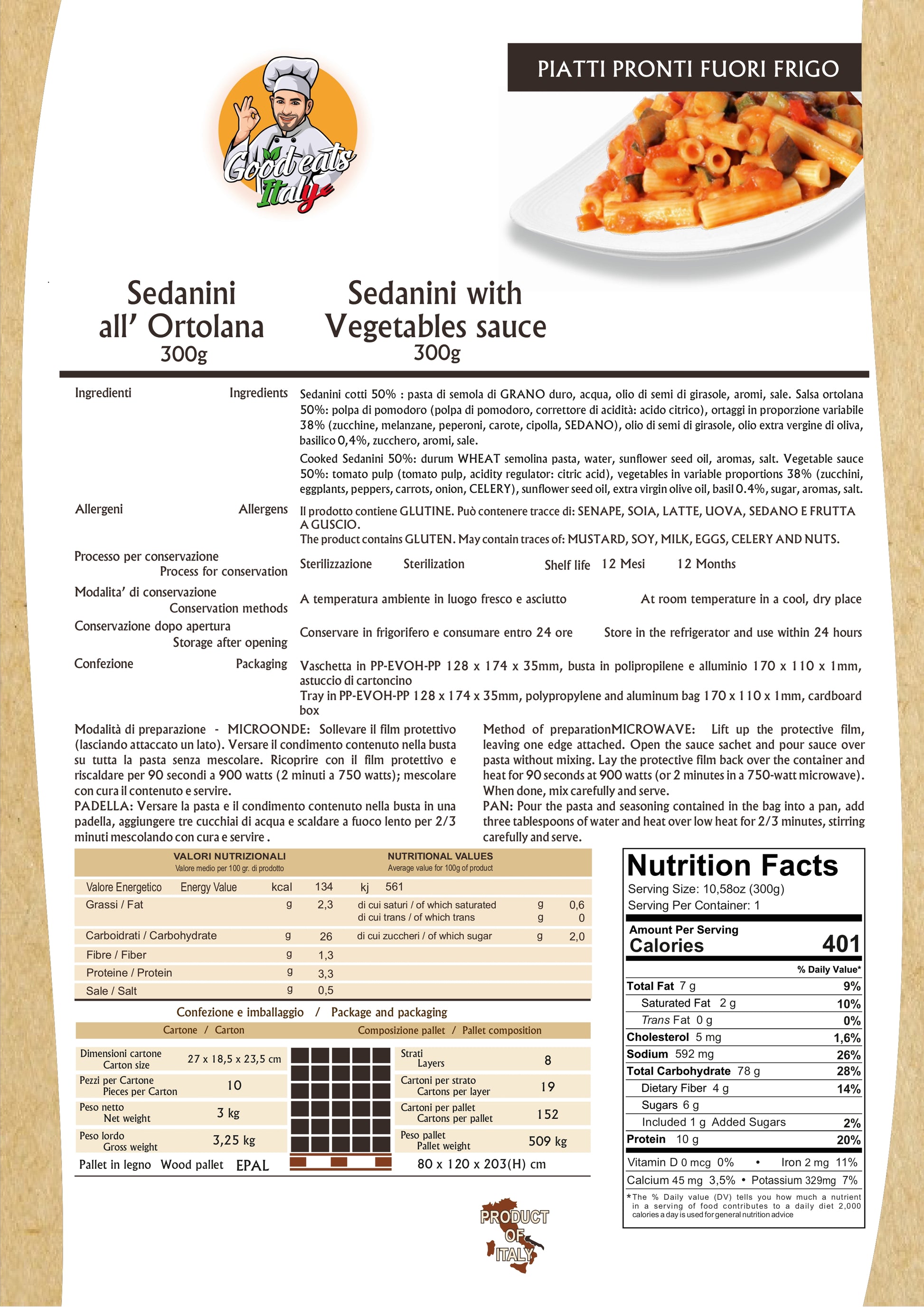 Sedanini with Vegetables Sauces - Goodeatitaly